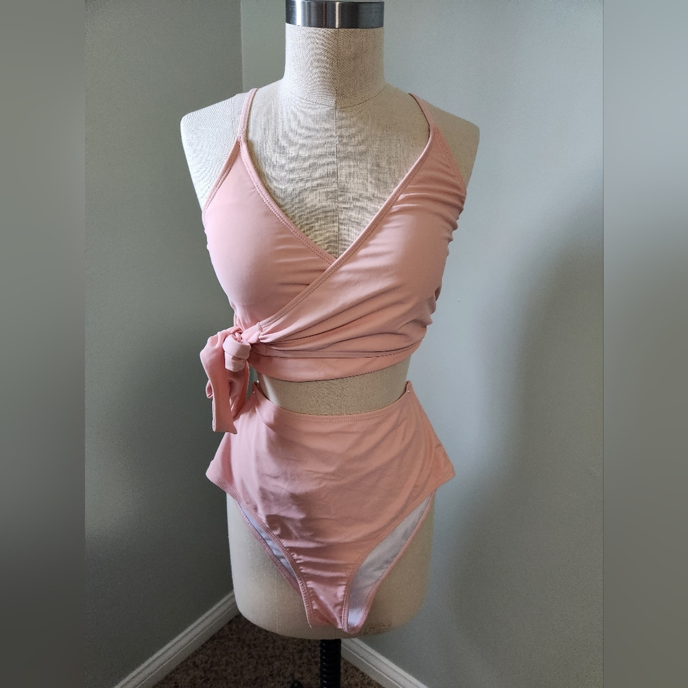 Pink Wrap-Style Bikini